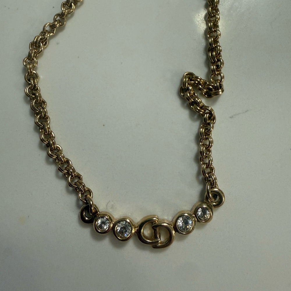 Dior Gold rhinestone Accent Women's Necklace - Picture 3 of 3